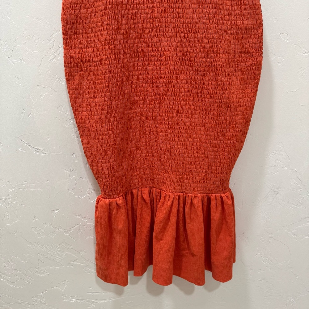 NWT Anthropologie Sleeveless Mock-Neck Textured Midi Dress Orange Red Women's M - Picture 6 of 16